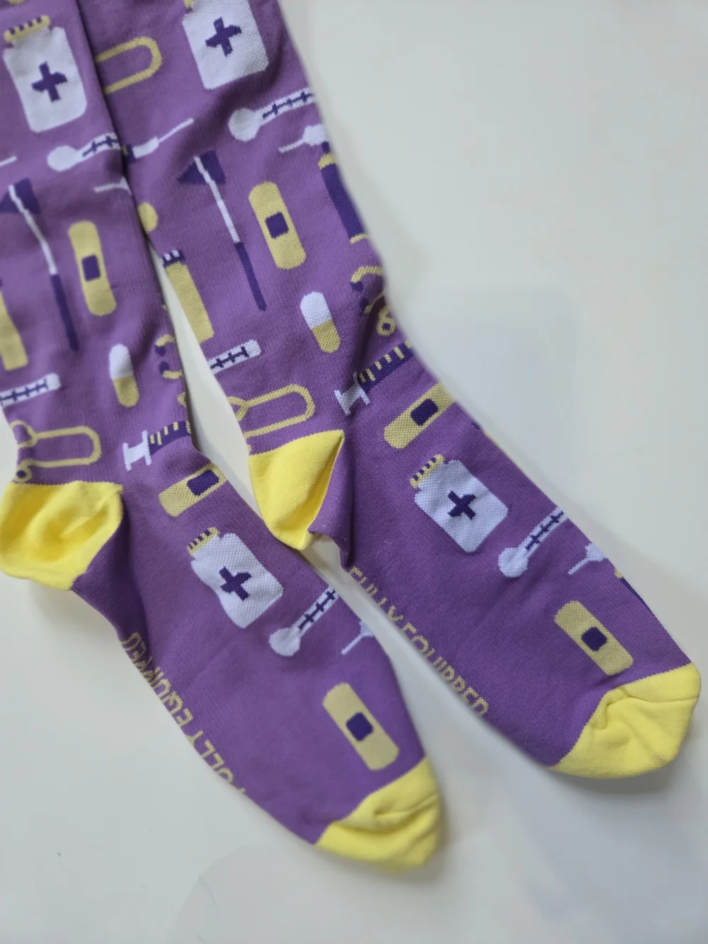 Figs Purple and Yellow Medical-Print Knee-High Socks Size Large